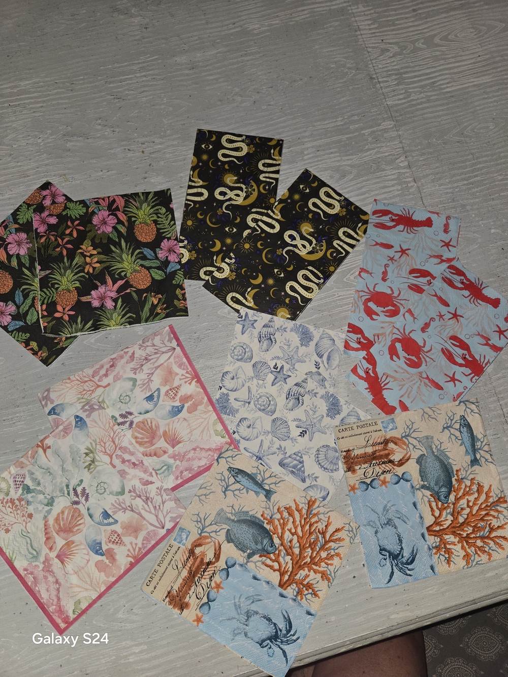12 Paper Napkins For Decoupage Nautical Pineapple Shells